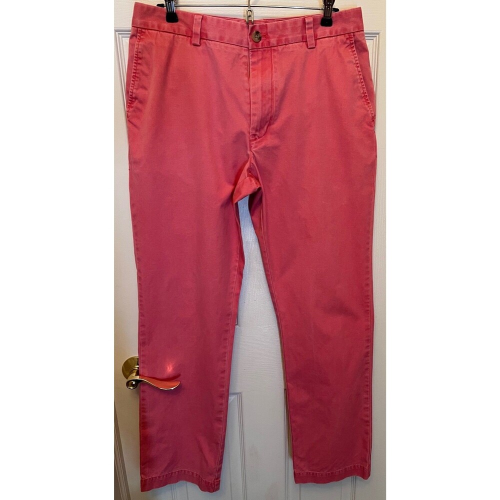 Vineyard Vines Slim Fit Chino Salmon Pink Breaker Pants Men's Size 34 X 32